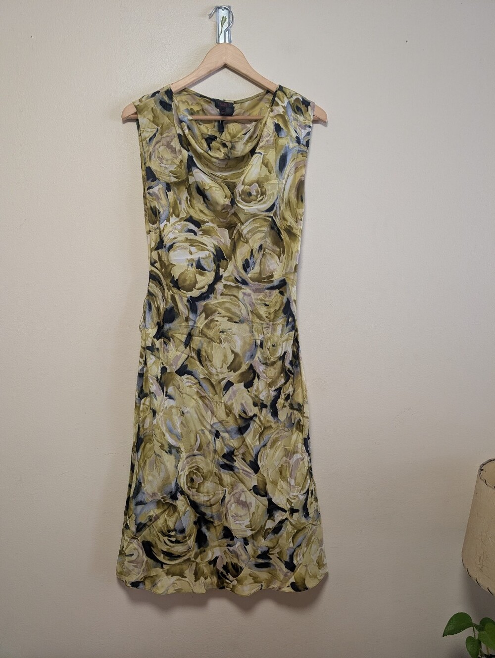 Talbots Collection 100% Silk Floral Cowl Neck Midi Dress Size 4